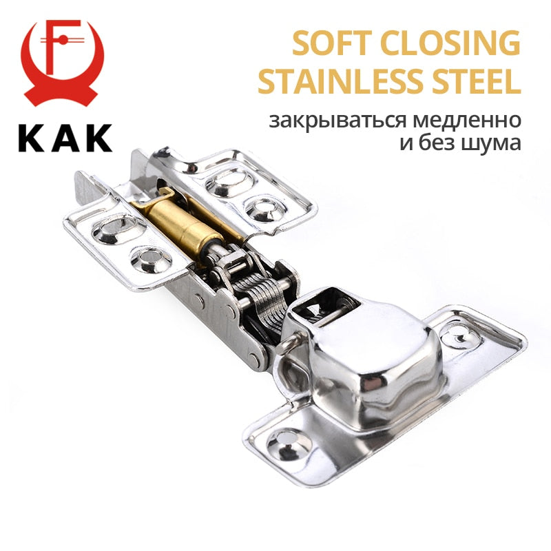 KAK 8 Pieces Stainless Steel Cabinet Hinges Soft Closing Hydraulic Door Hinge Damper Buffer Kitchen Cabinet Furniture Hardware - KiwisLove