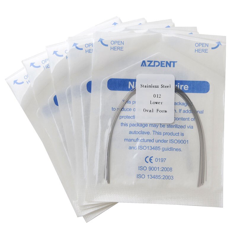 5Packs (10pcs/Pack)=50Pcs  AZDENT Dental Stainless Steel Round Arch Wire Oval Form Dental Orthodontic Archwire Lower/Upper - KiwisLove