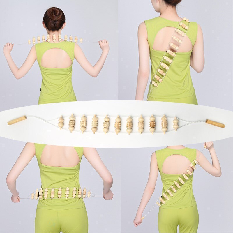 Wood Back Massage Roller Manual Massage Roller Rope Wood Cellulite Massage Tool For The Treatment Of Muscle Pain Body Care - KiwisLove