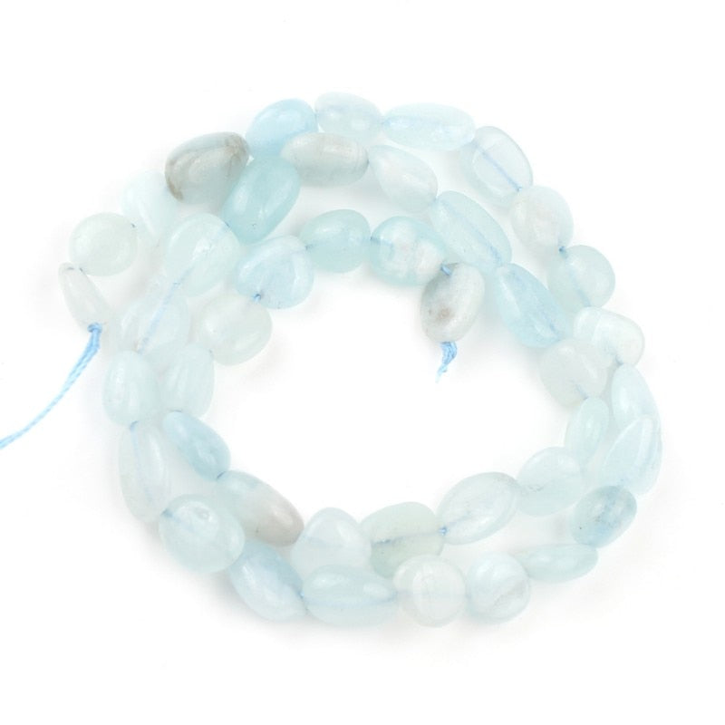 8-10mm Natual Irregular Blue Aquamarines Stone Beads Loose Spacer Beads for Jewelry Making Bracelet Necklace Accessories 15&#39;&#39;