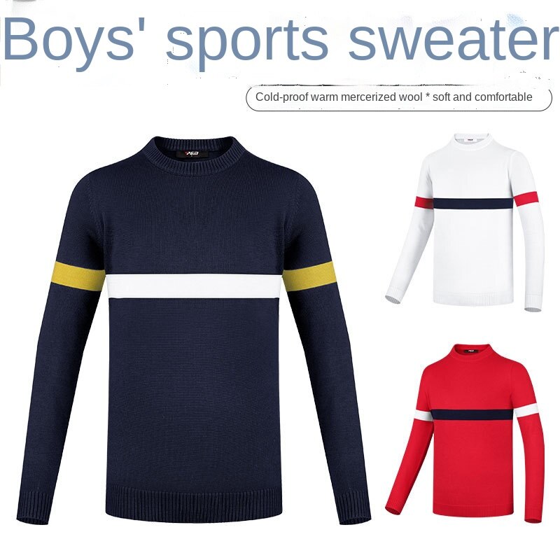 PGM Golf Sweater Children Winter Mercerized Wool Sports Clothing Boys Warm Long-Sleeved T-Shirt Round Neck Thick Autumn Clothes - KiwisLove