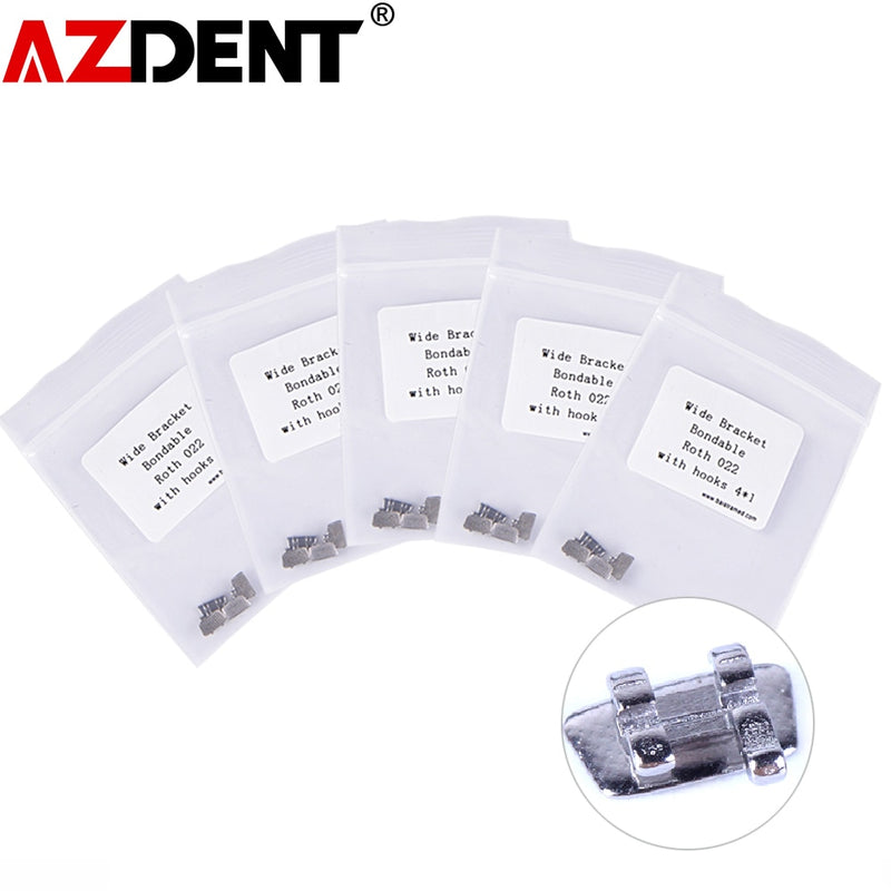 20pcs/5Bags Dental 1st Molar Wide Bracket Braces Bondable Roth 022 With Hooks 4pcs/Bag - KiwisLove