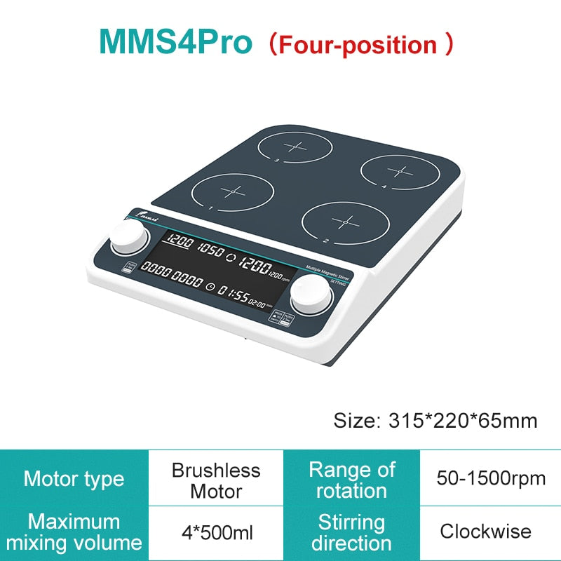JOANLAB Multiple Magnetic Stirrer Hot Plate Digital Display Laboratory Stirrer Magnetic Mixer Heating Four-station Six-Position - KiwisLove