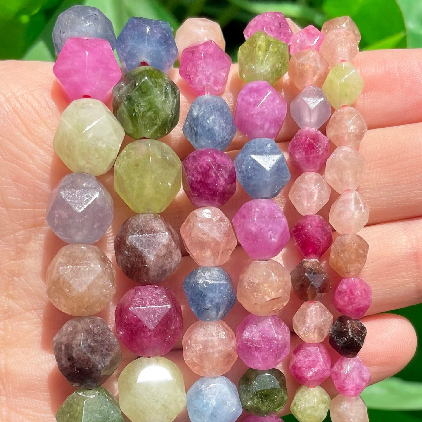 Natural Faceted Tourmaline Stone Round Loose Spacer Beads for Jewelry Making Needlework Diy Charms Bracelet 15&#39;&#39;inches 6 8 10mm - KiwisLove