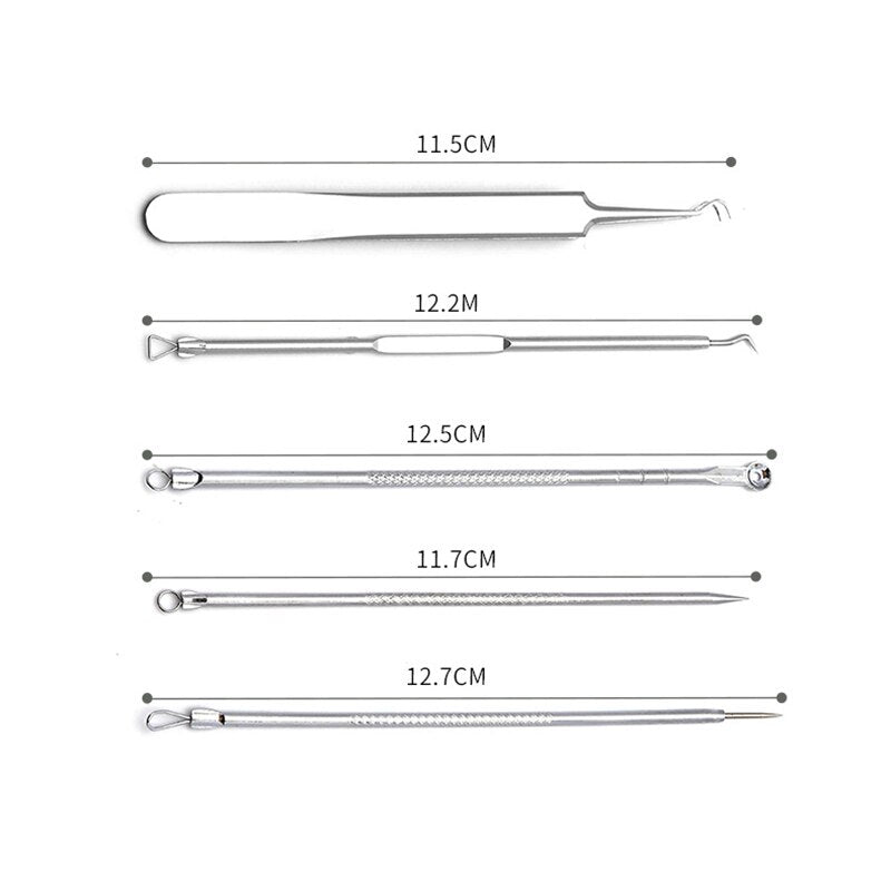 5PCS Blackhead Removal Acne Needles Comedone Black Spot Extractor Pimple Blemish Remover Skin Care Pore Cleanser Needle Hook - KiwisLove