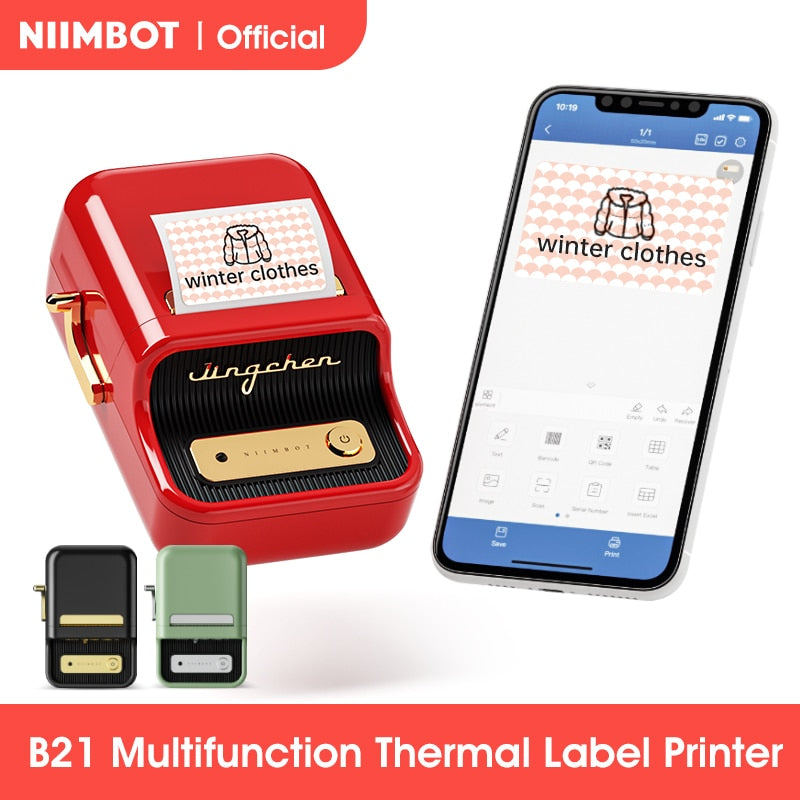 NiiMbot B21 Barcode Label Maker Wireless Thermal Printer for Home Office Commercial Pocket Mini Bluetooth Printer - KiwisLove