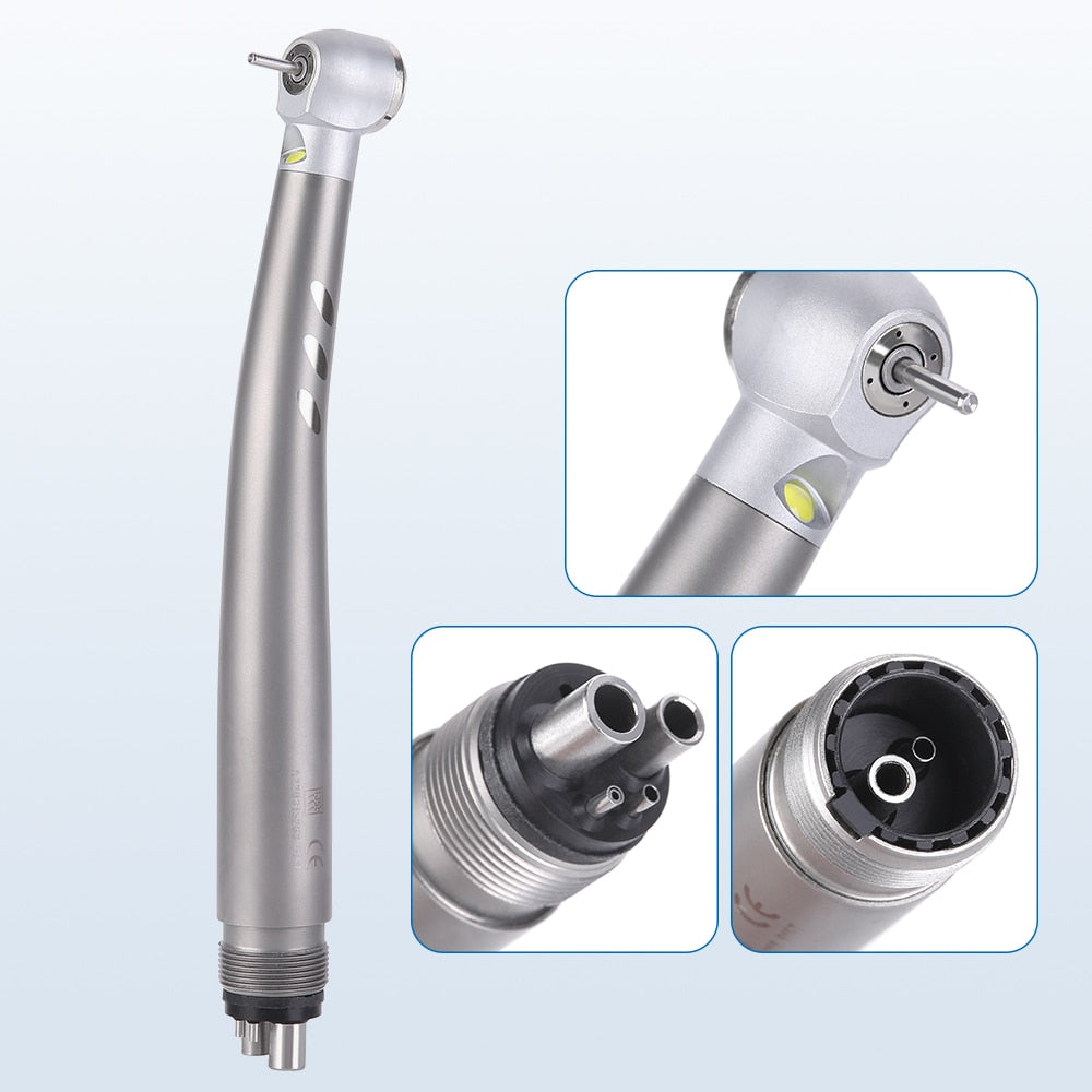 Dental Handpiece LED High Speed Ceramic Bearing Push Button Standard Head 4 Spray Stainless JD008A1-SP M4/B2 Ceramic Rotor A - KiwisLove