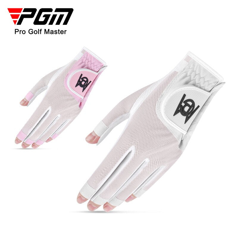 PGM 1 Pair Women&#39;s Fingerless Golf Gloves Palm Anti-Slip Texture PU Mesh Breathable Ladies Golf Glove ST028 - KiwisLove