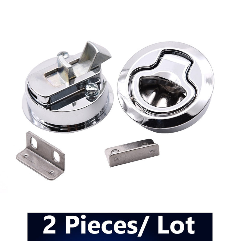 2PCS Stainless Steel Non-locking Boat Hatch Latch Pull Flush Round Marine Latche Fit For RV Yacht Camper Deck Hatch Door Cabinet