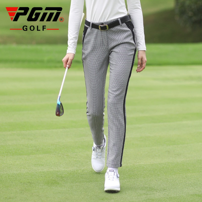 PGM Autumn Golf Clothing Women Plaid Pants Winter Sports Trousers Women&#39;s Slim Warm Sweatpant High Waist Can Put Golf Tee KUZ119 - KiwisLove