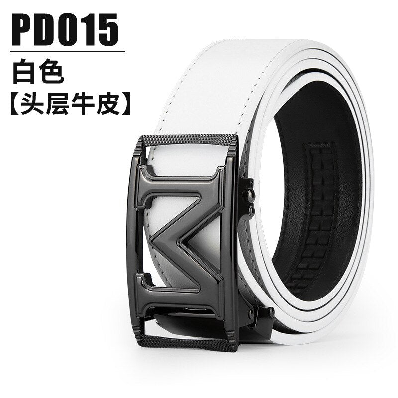 PGM Men Golf Shorts Belt First Layer Cowhide Alloy Automatic Buckle Golf Apparel PD015 - KiwisLove