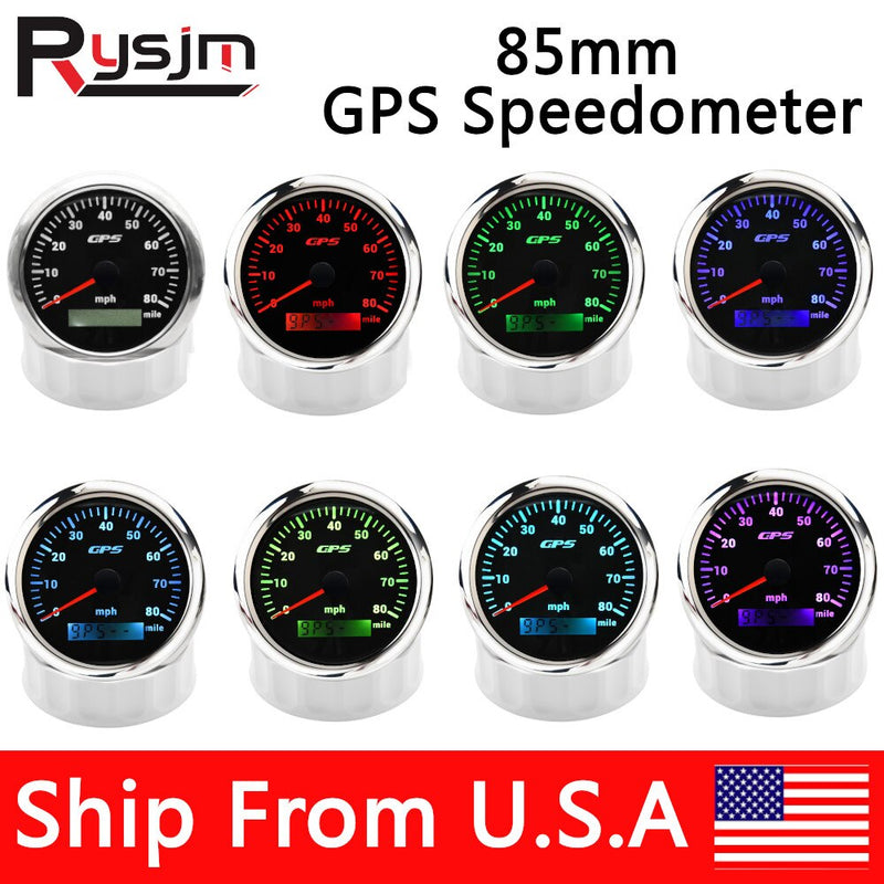 HD Car GPS Speedometer 7 Color Backlight Marine GPS 0-80MPH 0-120MPH KMH Speedo Meter With GPS Sensor For Motorcycle Car Boat - KiwisLove