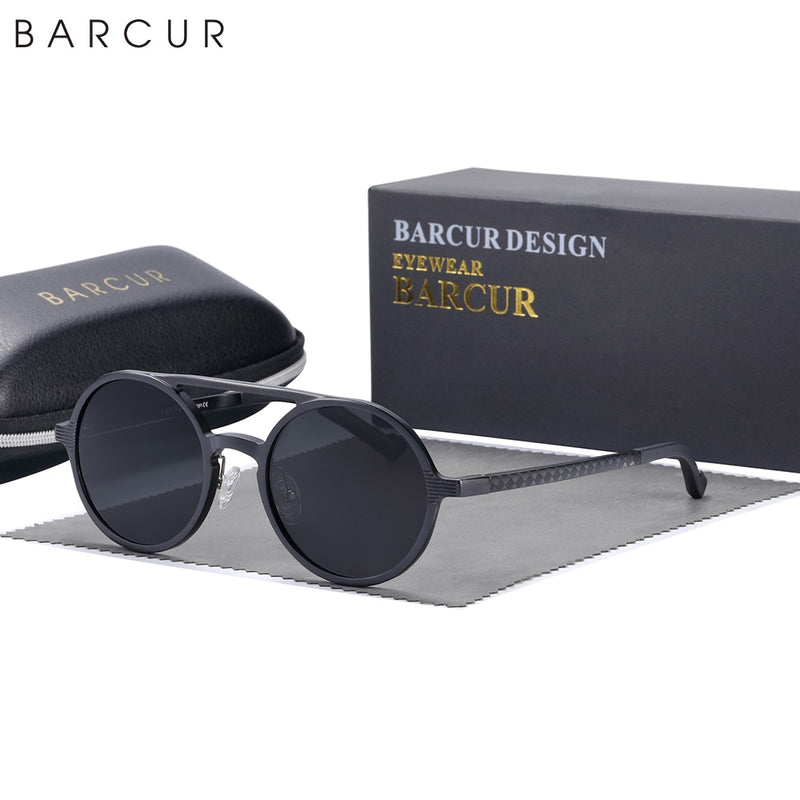 BARCUR Steampunk Polarized Sunglasses Men Light Weight Retro Vintage Women Sun Glasses for Men