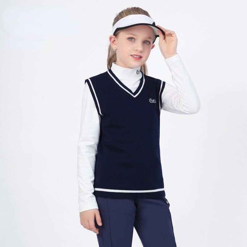 PGM Autumn Winter Golf Children&#39;s Sweater Girls&#39; Vest Comfortable and Warm Mercerized Wool Under Armour Golf Winter Vest YF418