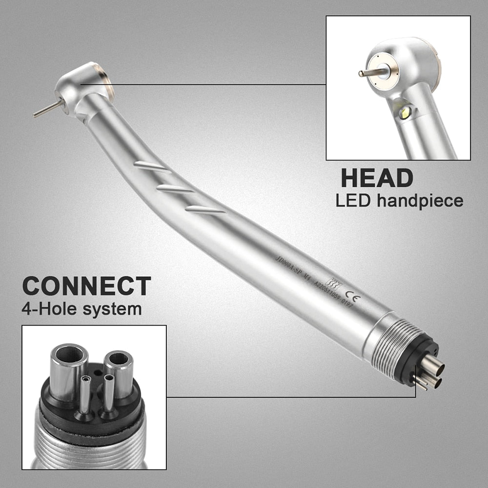 2/4 Holes Azdent Dental LED High Speed Handpiece E-generator Integrated Standard Head Push Button 3 Water Spray JD008A-SP - KiwisLove
