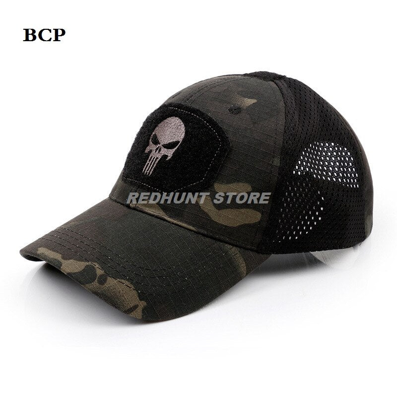 Outdoor Hunting Camouflage Fishing Mesh Skull Baseball Cap Tactical Military Sports Hat for Men Women Camping Hiking Cycling - KiwisLove