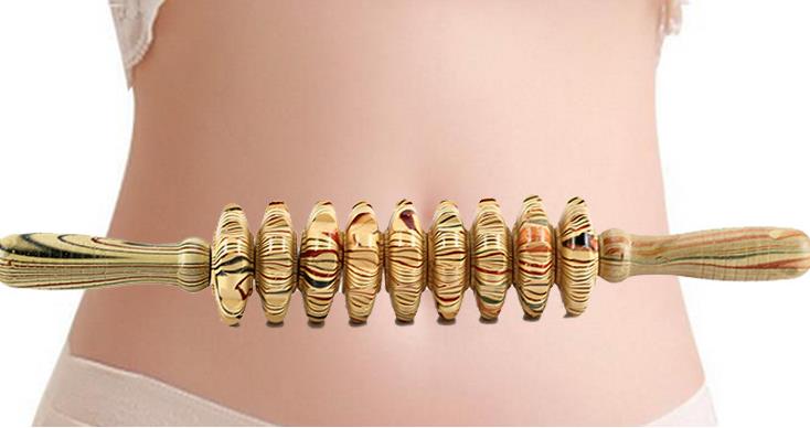 9-Wheel Wooden Abdomen Massager Multifunctional Fitness Roller Stick Muscle Relax Tool Body Anti Cellulite waist Massage - KiwisLove