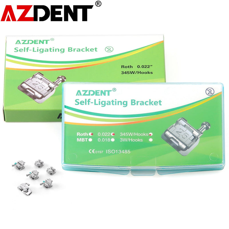 1 Pack Azdent Dental Passive Self-ligating Brackets With Buccal Tube Mini MBT/ Roth 022 Hooks 3-4-5 / 3
