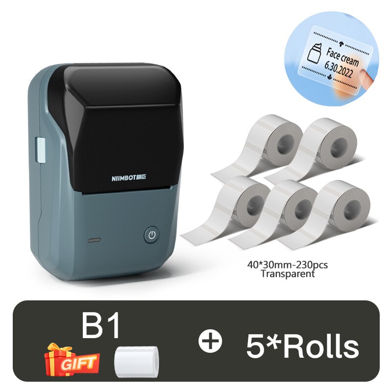 Niimbot B1 Thermal Label Printer Bluetooth Portable Pocket Label Maker Barcode QR Code Self-adhesive Sticker Labeling Machine - KiwisLove