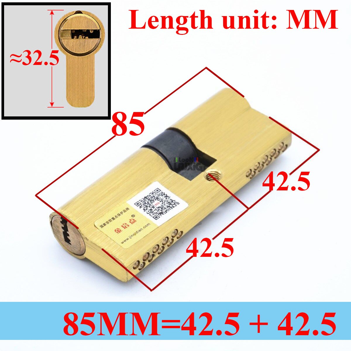 65-120MM Cylinder Hardware Door Skew Lock,  Elongated Core Anti-theft Entry Brass Door Lock Cylinder door Lock cylinder 8 keys - KiwisLove