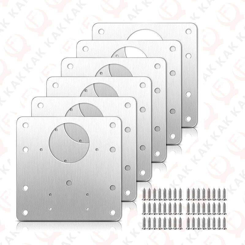 KAK 8pcs Hinge Repair Plate Brushed Stainless Steel Cabinet Hinge Fixing Plate Bracket Kit with Mounting Screws Door Hardware - KiwisLove
