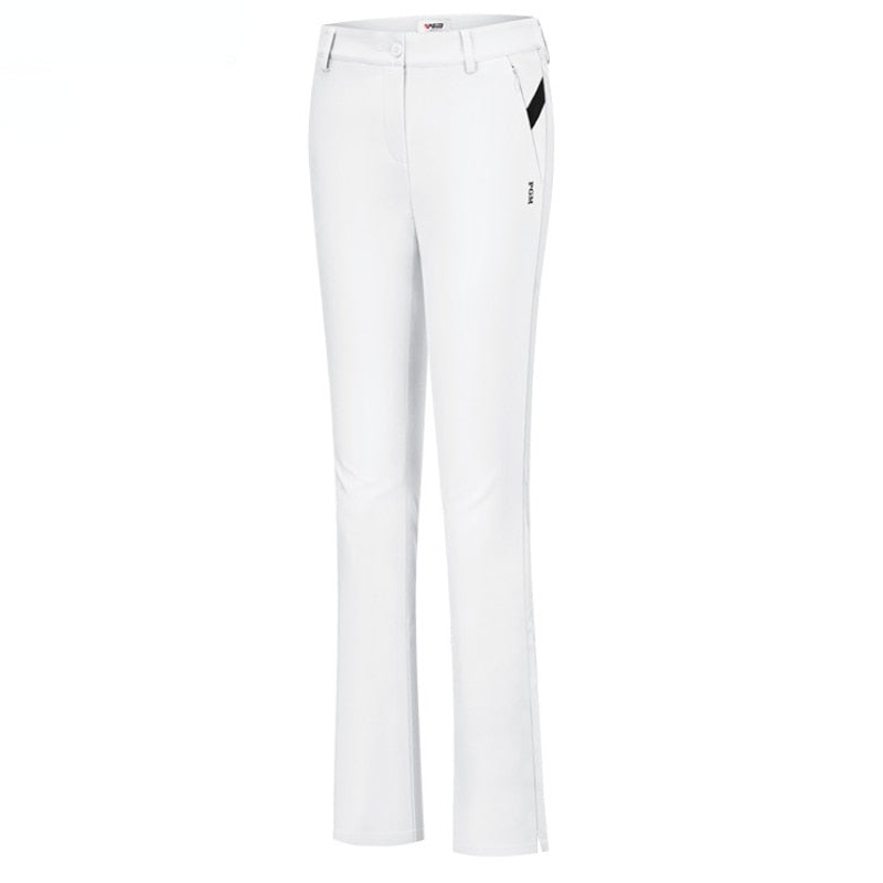 PGM Women Summer Golf Pants Ankles Cropped Fit Slim Elastic Flared Trousers Zip Pocket Waterproof Lady Golf Clothing KUZ128 - KiwisLove