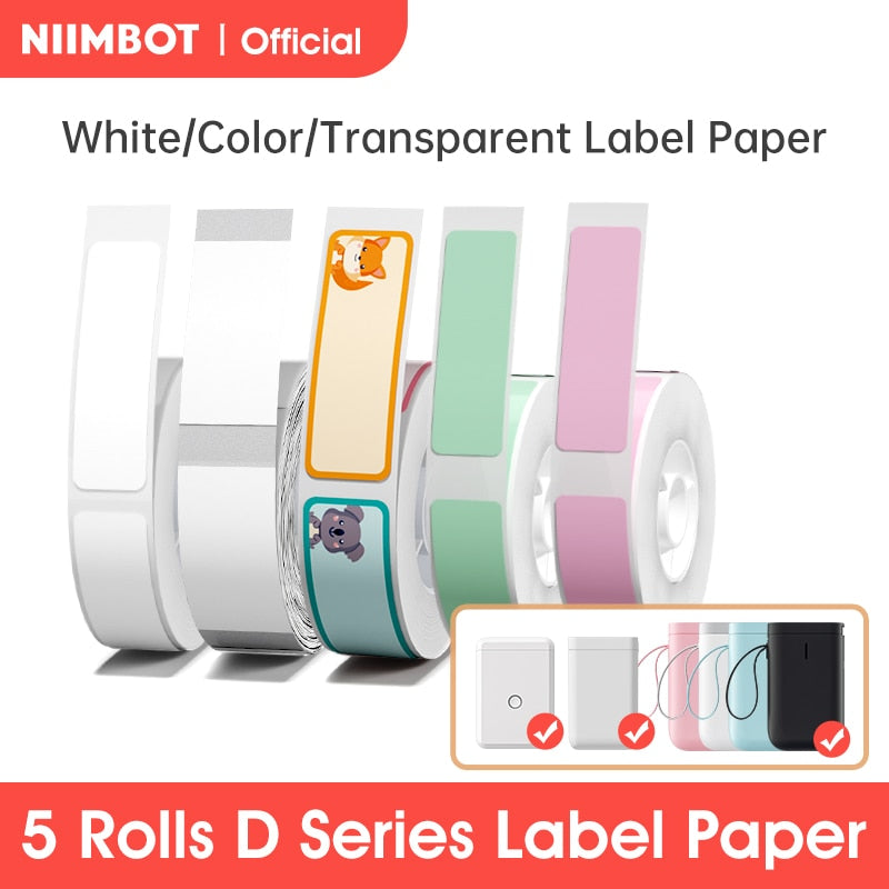 Niimbot D11/D110/D101 Pure Color Label Barcode Price White Labels Waterproof Oil-proof Tear Resistant Transparent Clear Sticker - KiwisLove