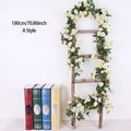 3pc Long Artificial Wedding Arch Flower Garland Silk Wall Hanging Rattan Plastic Vine Home Living Room Window Decor Autumn Plant - KiwisLove