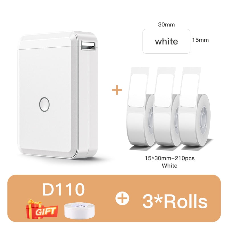 Niimbot D110 Portable Pocket Printer for Phone Home Office Storage Labeling Machine Label Maker Thermal Bluetooth With Stickers - KiwisLove