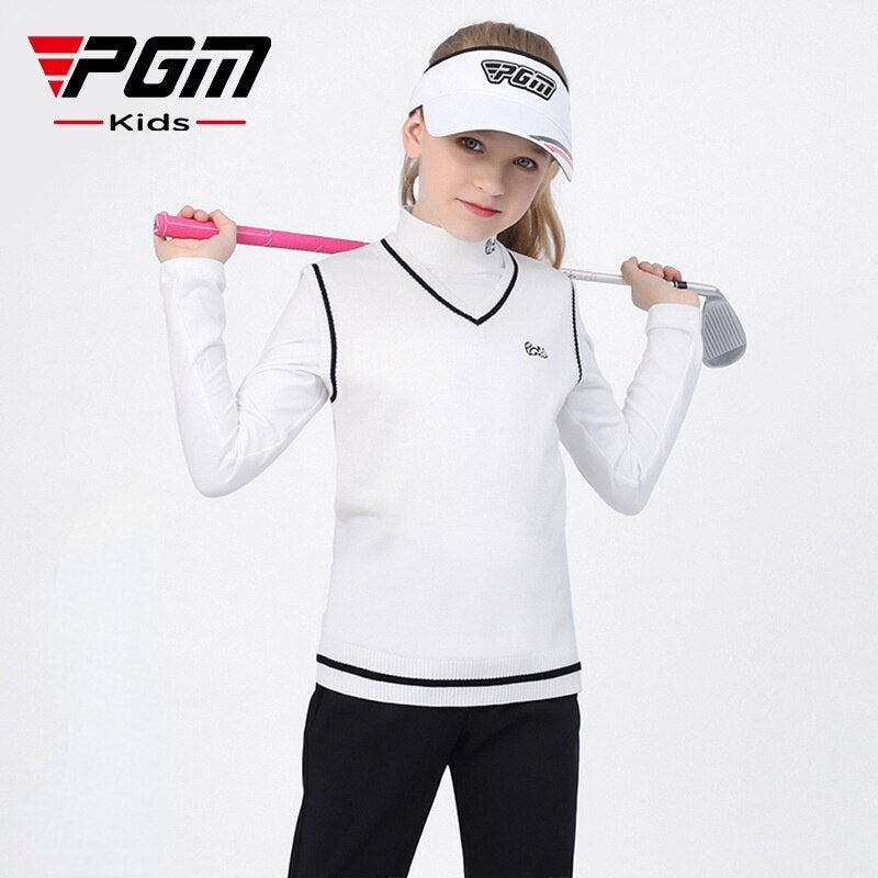 PGM Autumn Winter Golf Children&#39;s Sweater Girls&#39; Vest Comfortable and Warm Mercerized Wool Under Armour Golf Winter Vest YF418 - KiwisLove