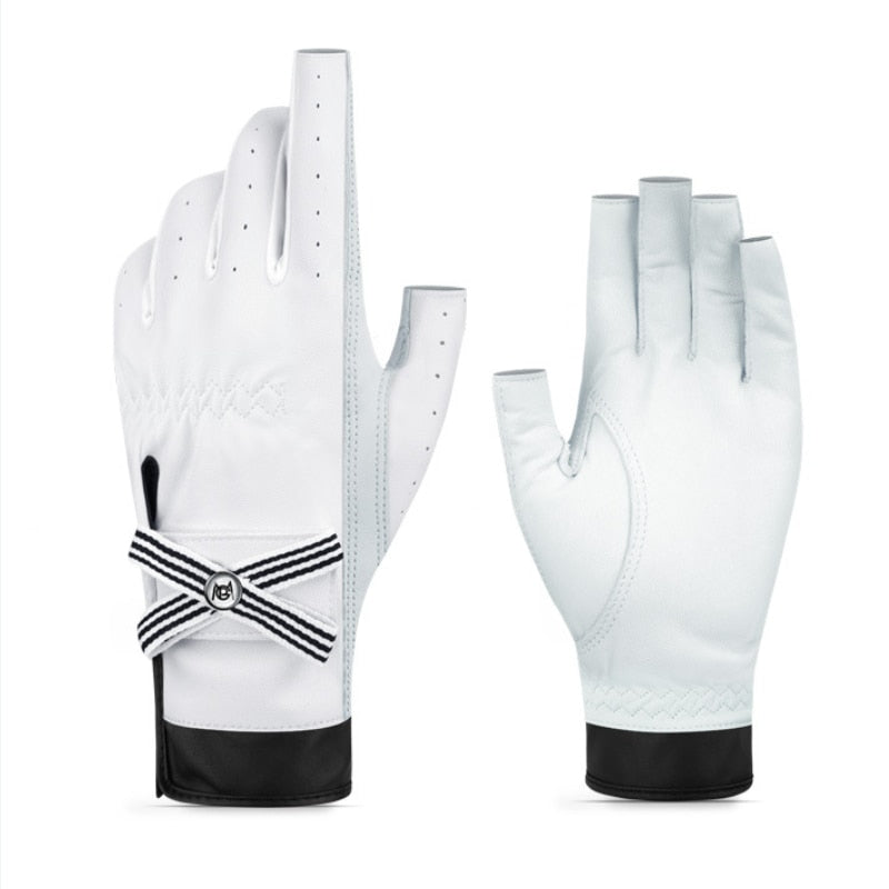 PGM 1 Pair Women Real Leather Golf Gloves with Mark Breathable Sheepskin Fingerless Mitt Right Left Hand Mit ST030 - KiwisLove