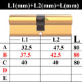 Door Cylinder Biased Lock 65 70 80 90 115mm Cylinder AB Key Anti-Theft Entrance Brass Door Lock Lengthened Core Extended Keys - KiwisLove