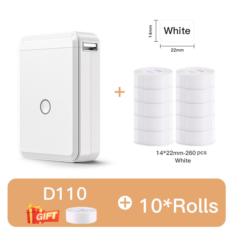 Niimbot D110 Portable Pocket Printer for Phone Home Office Storage Labeling Machine Label Maker Thermal Bluetooth With Stickers - KiwisLove