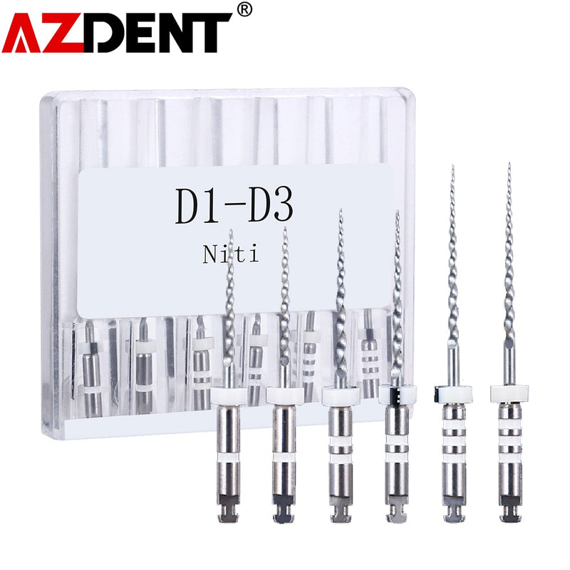 6pcs/Pack AZDENT Dental Retreatment Engine Root Canal NiTi File D1-D3