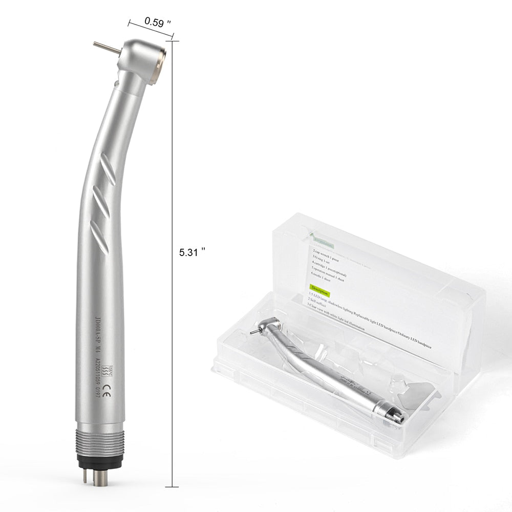 2/4 Holes Azdent Dental LED High Speed Handpiece E-generator Integrated Standard Head Push Button 3 Water Spray JD008A-SP - KiwisLove