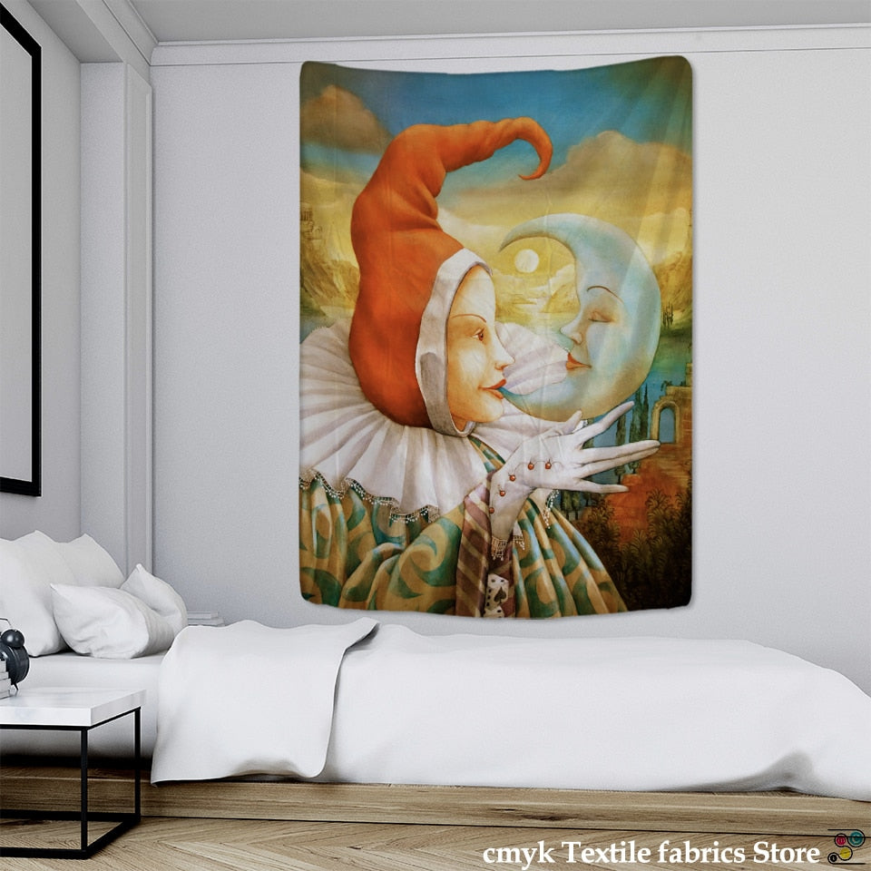 Angel Devil Tapestry Hell Wall Hanging Witchcraft Wall Tapestry Hippie Wall Carpets Dorm Decor Psychedelic Halloween Tapestry - KiwisLove