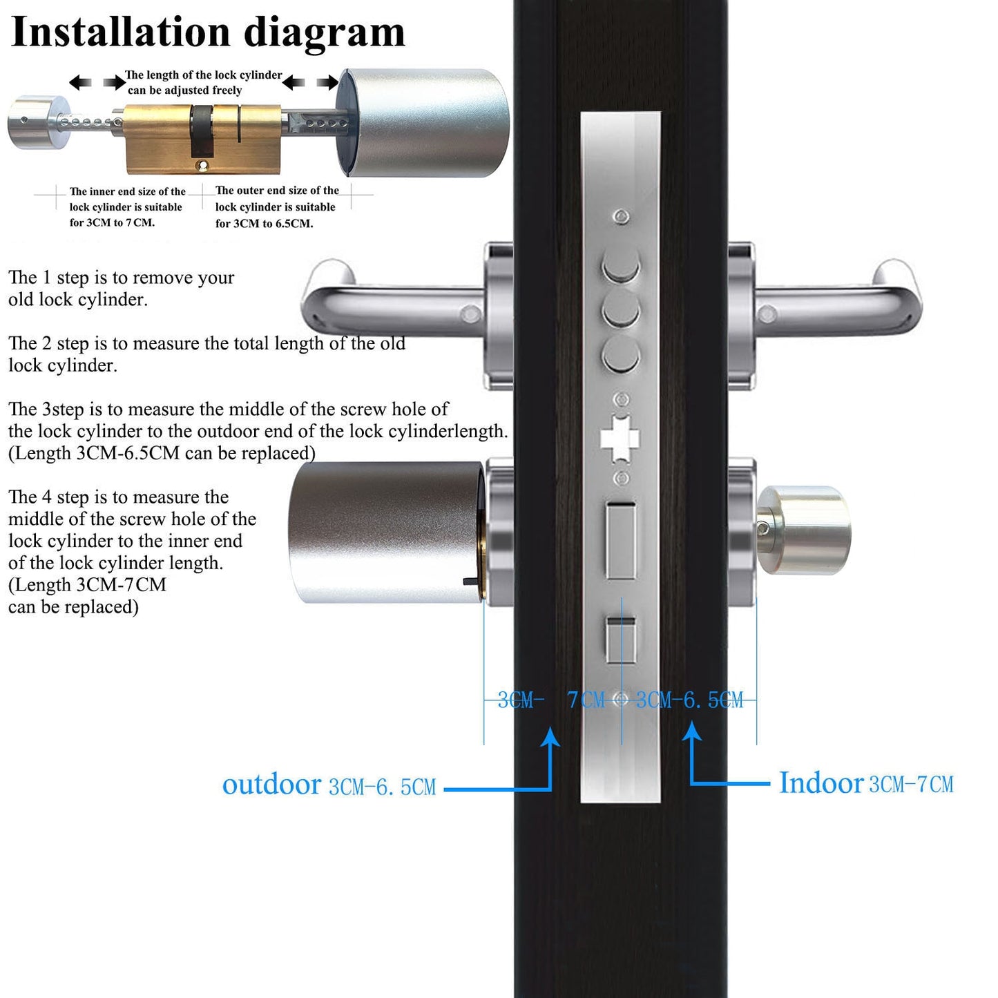 Variable size password lock Fingerprint door lock Smart door lock Outdoor door lock Electronic lock Tuya APP Cylinder door - KiwisLove