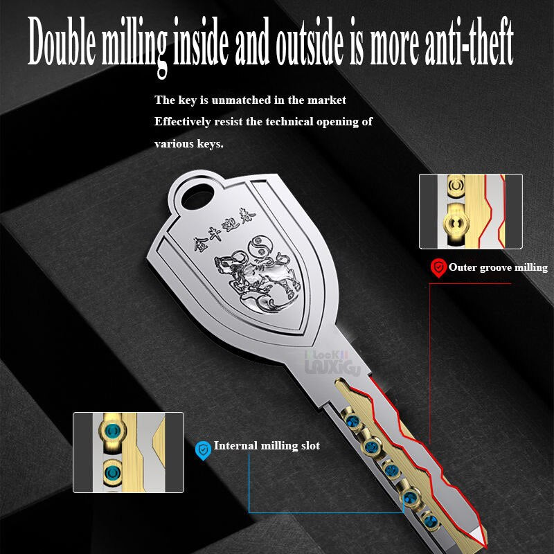 12/8 key anti-theft door round cylinder lock entry door round cylinder lock outdoor door lock family lock door lock lock core - KiwisLove