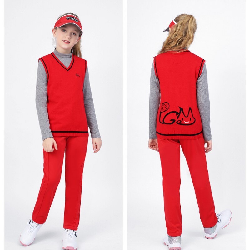 PGM Autumn Winter Golf Children&#39;s Sweater Girls&#39; Vest Comfortable and Warm Mercerized Wool Under Armour Golf Winter Vest YF418 - KiwisLove