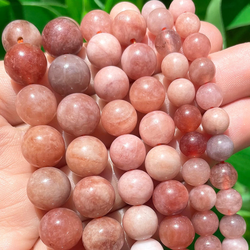 Natural Stone Beads Round Sunstone Loose Spacer Beads for Jewelry Making Beadwork DIY Bracelets Accessories 15&#39;&#39;Strand 6 8 10mm