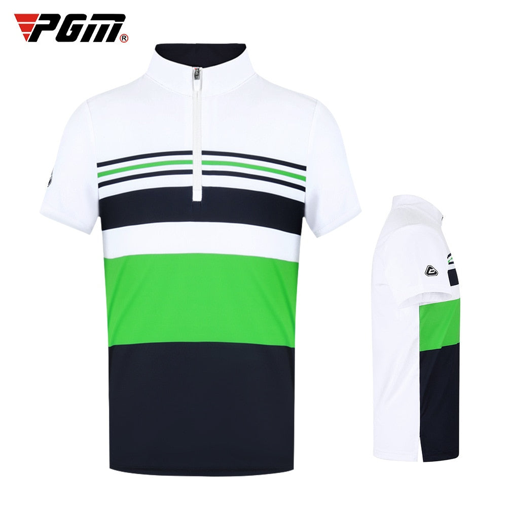 PGM Boys T-Shirts Short Sleeves Summer Breathable Fast Dry Stripe Children Sports Wear Kids Gym Suit Casual Shirt YF331 - KiwisLove