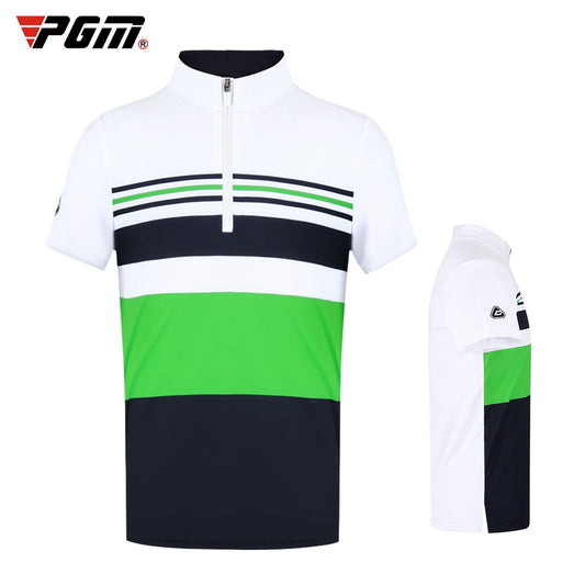 PGM Boys T-Shirts Short Sleeves Summer Breathable Fast Dry Stripe Children Sports Wear Kids Gym Suit Casual Shirt YF331 - KiwisLove