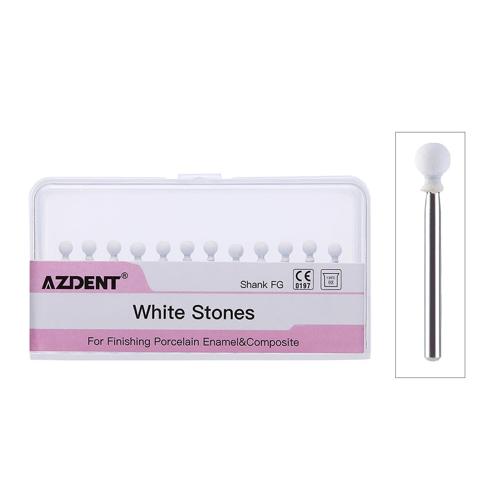 AZDENT 12Pcs/Pack Dental Polishing Stone Handpiece  Burs FG Cone Flame Dentist Teeth Whiting - KiwisLove