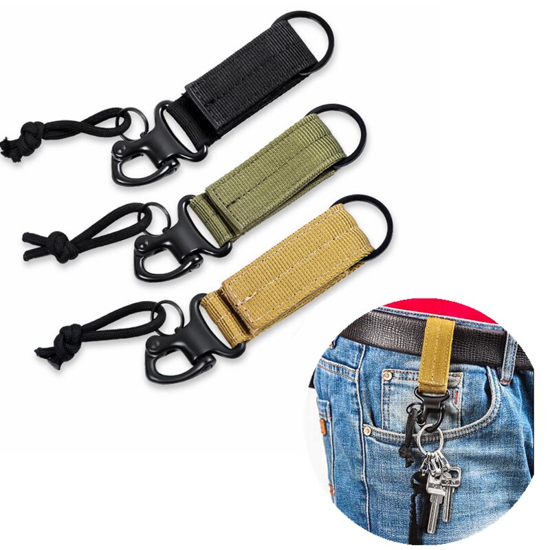 1PCS Outdoor Tool Nylon Key Ring Holder TacticalGear Clip Belt Keepers Military Utility Hanger Carabiner Tactical Molle Hook - KiwisLove