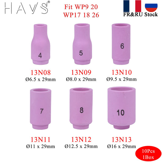 10Pcs Per Box 29mm 13N08 13N09 13N10 13N11 13N12 13N13  Alumina Nozzles For TIG WP9 20 WP17 18 26 Welding Torch Accessories - KiwisLove