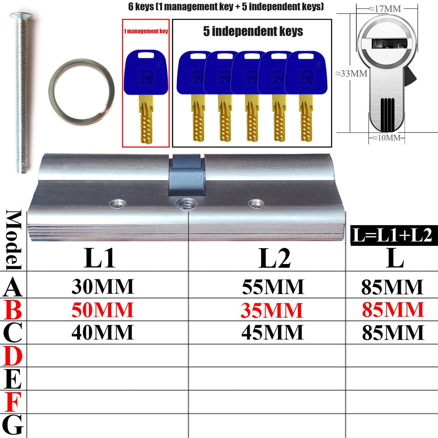 Customized lock cylinder management key and independent key, one key opens all locks, each lock has its own separate key - KiwisLove