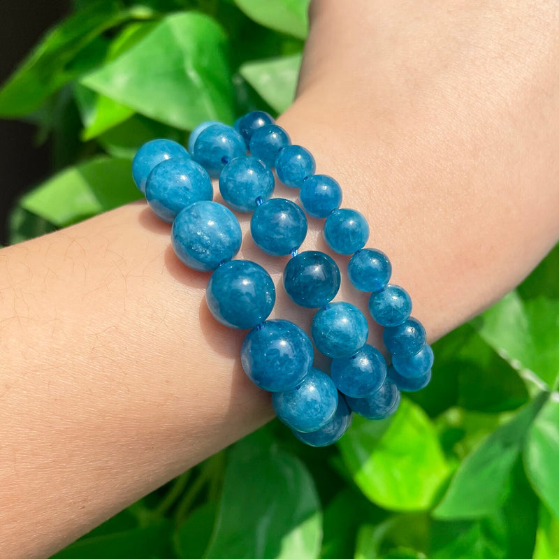 6 8 10mm Blue Jades Stone Natural Round Apatite Chalcedony Spacer Beads for Needlework Jewelry Making DIY Bracelets Accessories - KiwisLove