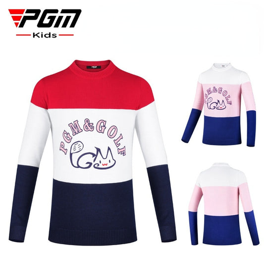 PGM Golf Sweater Children Winter Mercerized Wool Sports Clothing Girls Warm Long-Sleeved T-Shirt Round Neck Thick Autumn Clothes - KiwisLove