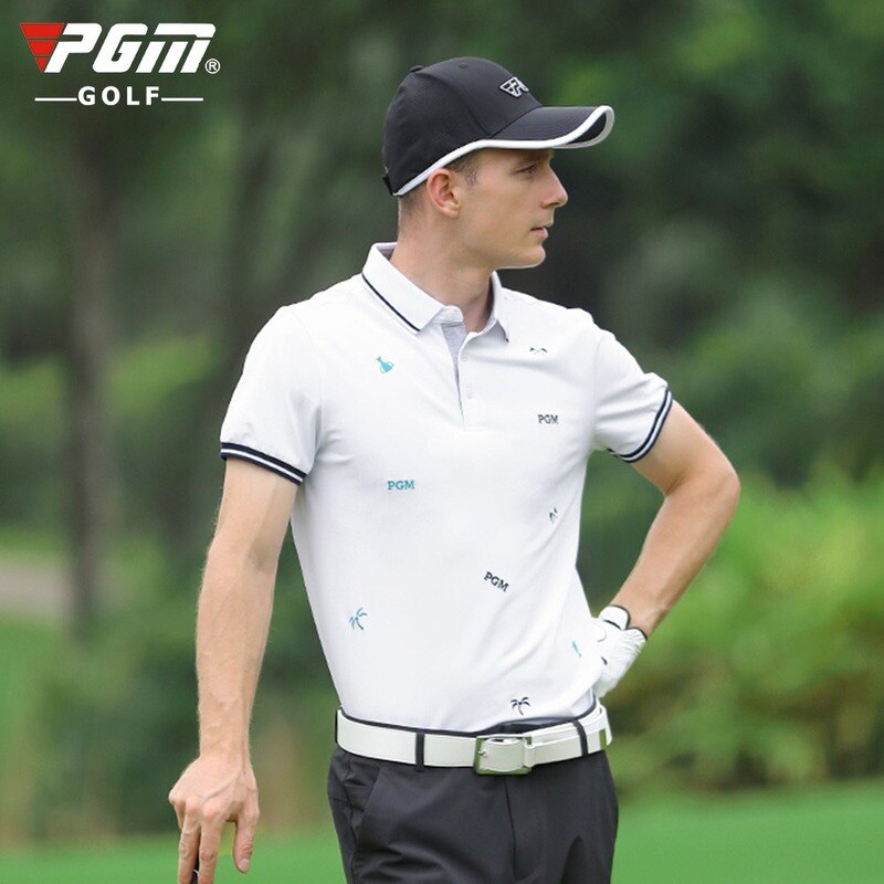 PGM Men&#39;S Shirts Golf T Shirt Summer Short Sleeved Tops Men Breathable Elastic Uniforms Golf Clothing Size M-XXL YF395 - KiwisLove