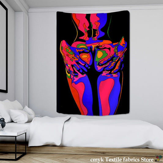 Psychedelic Tapestry Wall Hanging 80&#39;s Aesthetic Boho INS Print Hippie Living Room Bedroom Home Decor - KiwisLove